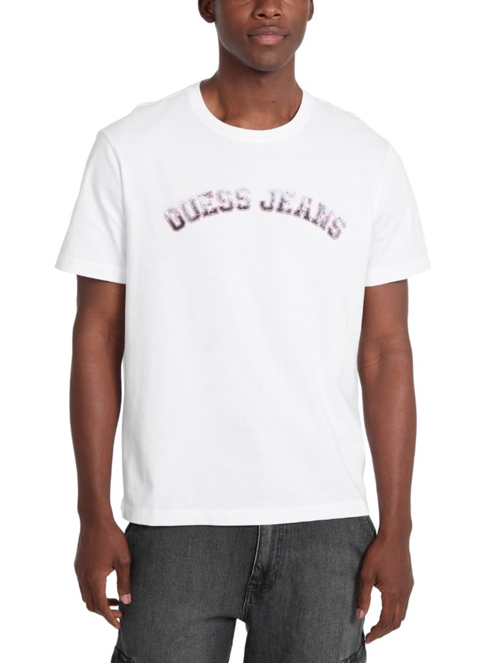 Guess Jeans Men's Cotton Collegiate Logo Crewneck T-Shirt - White  NWT - Picture 3 of 6